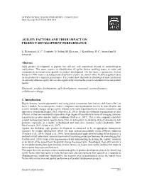 Agility Factors and Their Impact on Product Development Performance