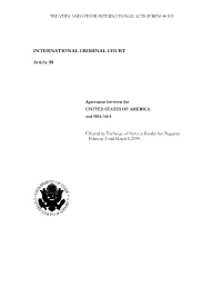 INTERNATIONAL CRIMINAL COURT Article 98