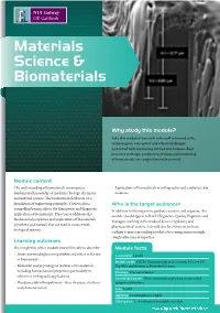 Materials Science and Biomaterials