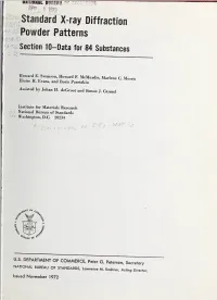 Standard X-Ray Diffraction Powder Patterns: Section 10