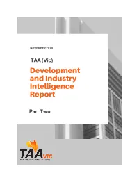 TAA (Vic) Development and Industry Intelligence Report – Part