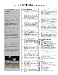 2015 Softball Review