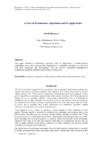 A Note on Evolutionary Algorithms and Its Applications