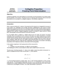 Colligative Properties: Freezing Point Determination