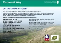 Cotswold Way Discovery This Series of Activity Sheets Supports the Cotswold Way Discovery Resource