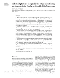 Effects of Plant Size on Reproductive Output and Offspring Performance In