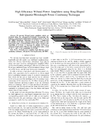 High Efficiency W-Band Power Amplifiers Using Ring-Shaped Sub