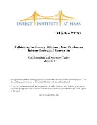Rethinking the Energy-Efficiency Gap: Producers, Intermediaries, and Innovation