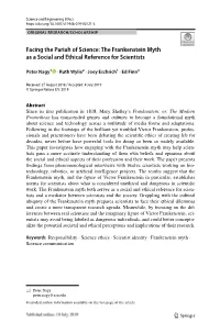 The Frankenstein Myth As a Social and Ethical Reference for Scientists