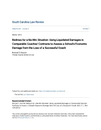 Using Liquidated Damages in Comparable Coaches' Contracts to Assess a School's Economic Damage from the Loss of a Successful Coach