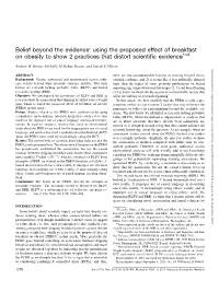 Using the Proposed Effect of Breakfast on Obesity to Show 2 Practices That Distort Scientiﬁc Evidence1–4