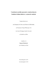 Variation in Enclitic Possessive Constructions in Southern Italian Dialects: a Syntactic Analysis