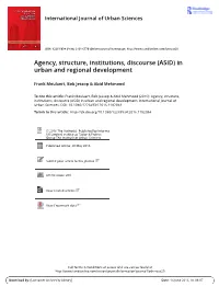 (2016) Agency, Structure, Institutions, Discourse (ASID) in Urban And
