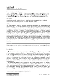 Anatomy of the Hippocampus and Its Emerging Roles in Modulating Emotion-Dependent Autonomic Activities