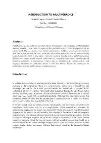 INTRODUCTION to MULTIFERROICS Student’S Name – Umesh Chandra Thuwal Roll No