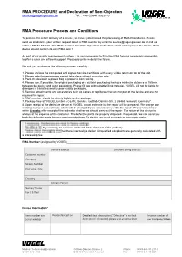 RMA PROCEDURE and Declaration of Non-Objection Service@Vogel-Giessen.De Tel