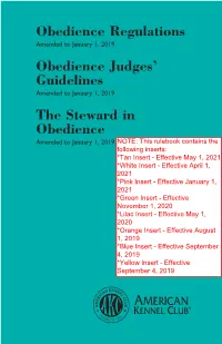 AKC Obedience Regulations Applicable to the Class in Which the Dog Is Entered