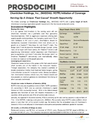 Chanticleer Holdings, Inc., (NASDAQ: HOTR) Initiation of Coverage Serving up a Unique 'Fast Casual' Growth Opportunity Inve