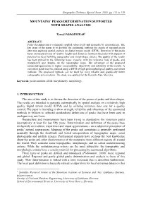 Mountains' Peaks Determination Supported with Shapes Analysis
