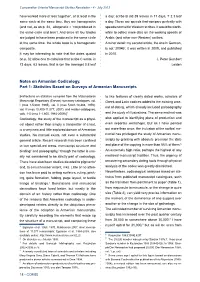 Notes on Armenian Codicology. Part 1: Statistics Based on Surveys of Armenian Manuscripts