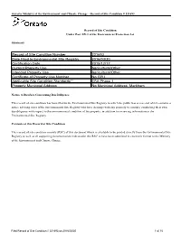 Record of Site Condition Number 221693 Date Filed To