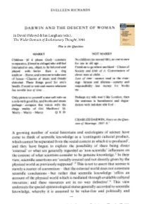 DARWIN and the DESCENT of WOMAN a Growing Number of Social Historians and Sociologists of Science Have Come to Think of Scientif