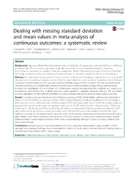 Dealing with Missing Standard Deviation and Mean Values in Meta-Analysis of Continuous Outcomes: a Systematic Review Christopher J