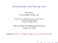 Solving Sudoku with Dancing Links
