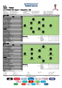 Tactical Line-Up Japan - Poland # 47 28 JUN 2018 17:00 Volgograd / Volgograd Arena / RUS
