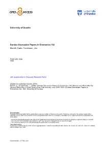 University of Dundee Dundee Discussion Papers in Economics