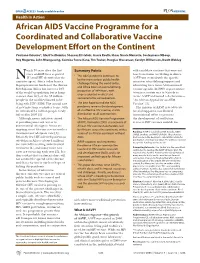 African AIDS Vaccine Programme for a Coordinated and Collaborative Vaccine Development Effort on the Continent