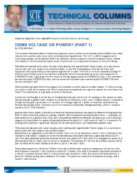 DBMB VOLTAGE OR POWER? (PART 1) by RON HRANAC