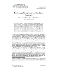 Developing a Living Archive of Aboriginal Languages