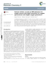 Osmium-Nitrido Corroles As NIR Indicators for Oxygen Sensors and Triplet Sensitizers for Organic Cite This: J