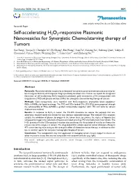 Theranostics Self-Accelerating H2O2-Responsive Plasmonic