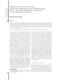 An Indo-European Approach to a Lithuanian Myth