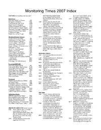 Monitoring Times 2007 Index
