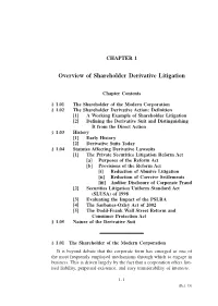 Overview of Shareholder Derivative Litigation