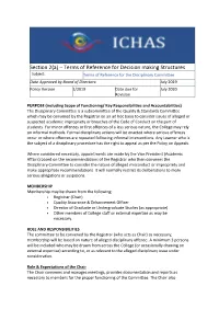 Section 2(A) – Terms of Reference for Decision Making Structures