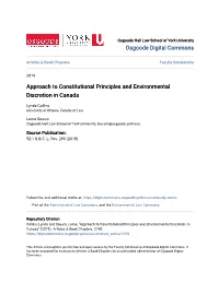 Approach to Constitutional Principles and Environmental Discretion in Canada