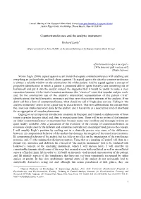 Countertransference and the Analytic Instrument