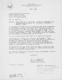 Ltr Contract,Awarding Task Order 6, "Technical Mgt