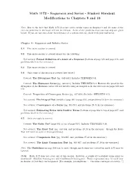 Math 1172 - Sequences and Series - Student Handout Modiﬁcations to Chapters 9 and 10