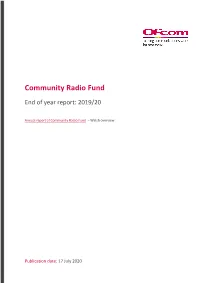 Ofcom Annual Report on Community Radio Fund 2019-20 (PDF, 240.5