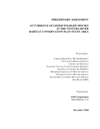 Preliminary Assessment Occurrence of Listed