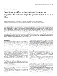 Wnt Signal Specifies the Intrathalamic Limit and Its Organizer Properties by Regulating Shh Induction in the Alar Plate