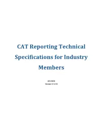 CAT Reporting Technical Specifications for Industry Members