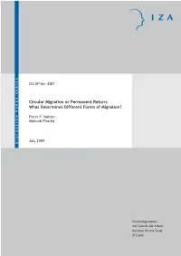 Circular Migration Or Permanent Return: What Determines Different Forms of Migration?