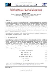 De-Embedding of Directivity Index of a Hydroacoustical Antenna on the Idealized Model of Its Directivity Pattern