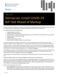 Democrats Unveil COVID-19 Bill Text Ahead of Markup